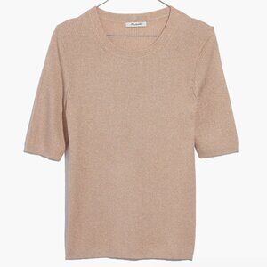 Madewell Pink Metallic Evening Sparkle Ribbed Sweater Top - Size S
